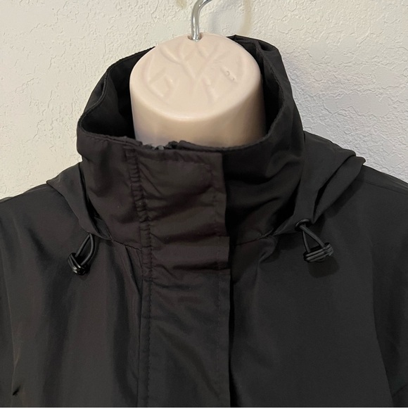 A New Day black mid length zipper snap hoodie windbreaker pockets cinch waist XS - Picture 7 of 14